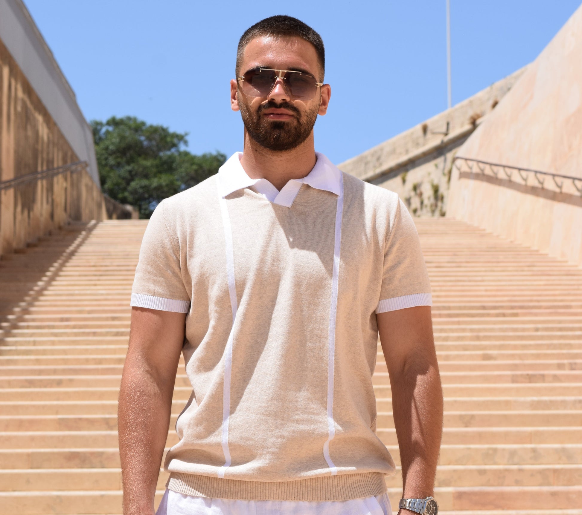 Riviera Polo T-Shirt Beige